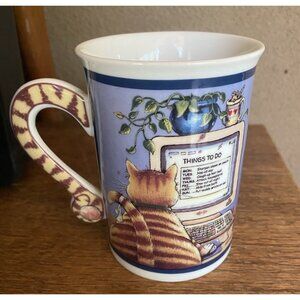 Vtg The Mouser  Cat Mug Danbury Mint Porcelain Gary Patterson Disc Piece
